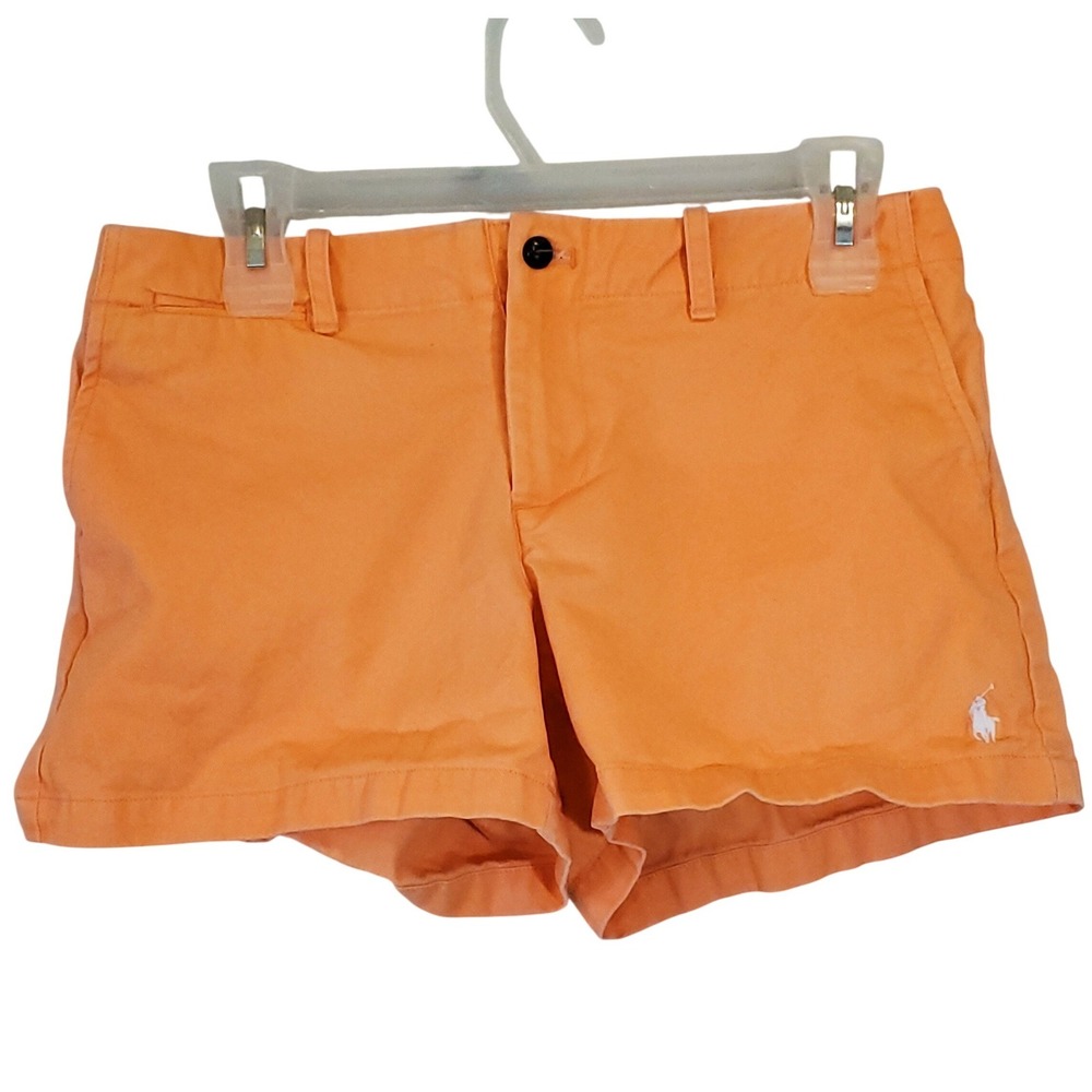 Ralph Lauren Sport Orange Chino Shorts Womens 4 Cotton Twill Pony Logo Summer